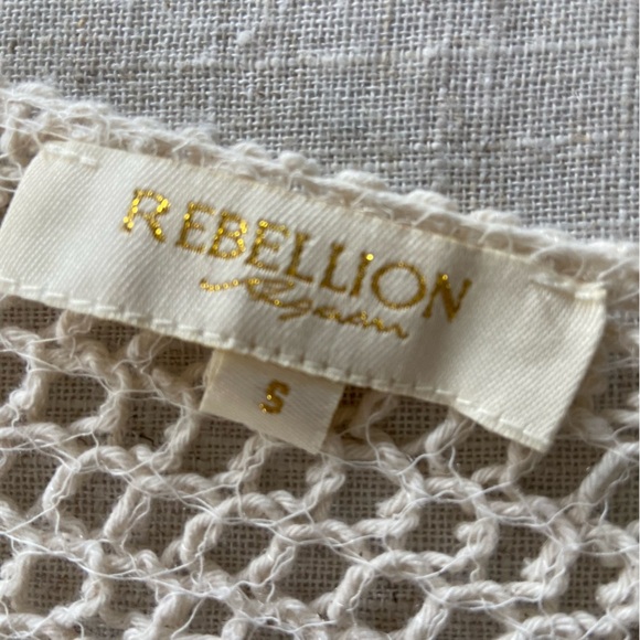 Rebellion Again Vintage Crochet Knit Boho Button-Front Cardigan Size S Cropped - Picture 11 of 15